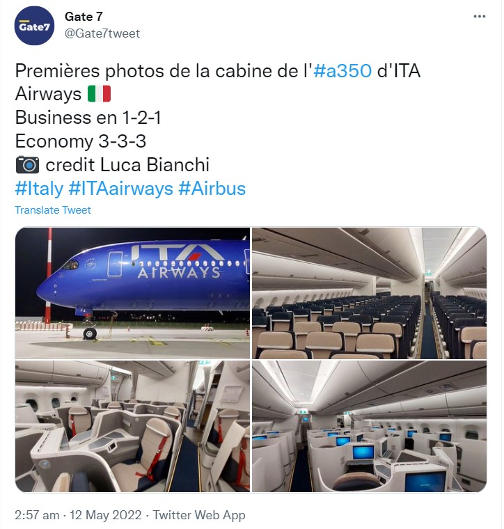 Бизнес-класс ITA на Airbus A350